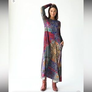Natural Life Stevie “Butter Soft” Boho Patchwork Long Sleeve Maxi Dress• Large